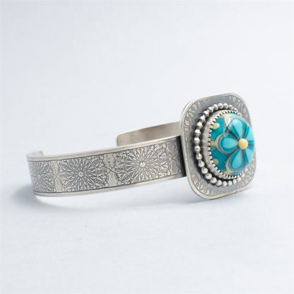 Turquoise and Sand Cuff Bracelet