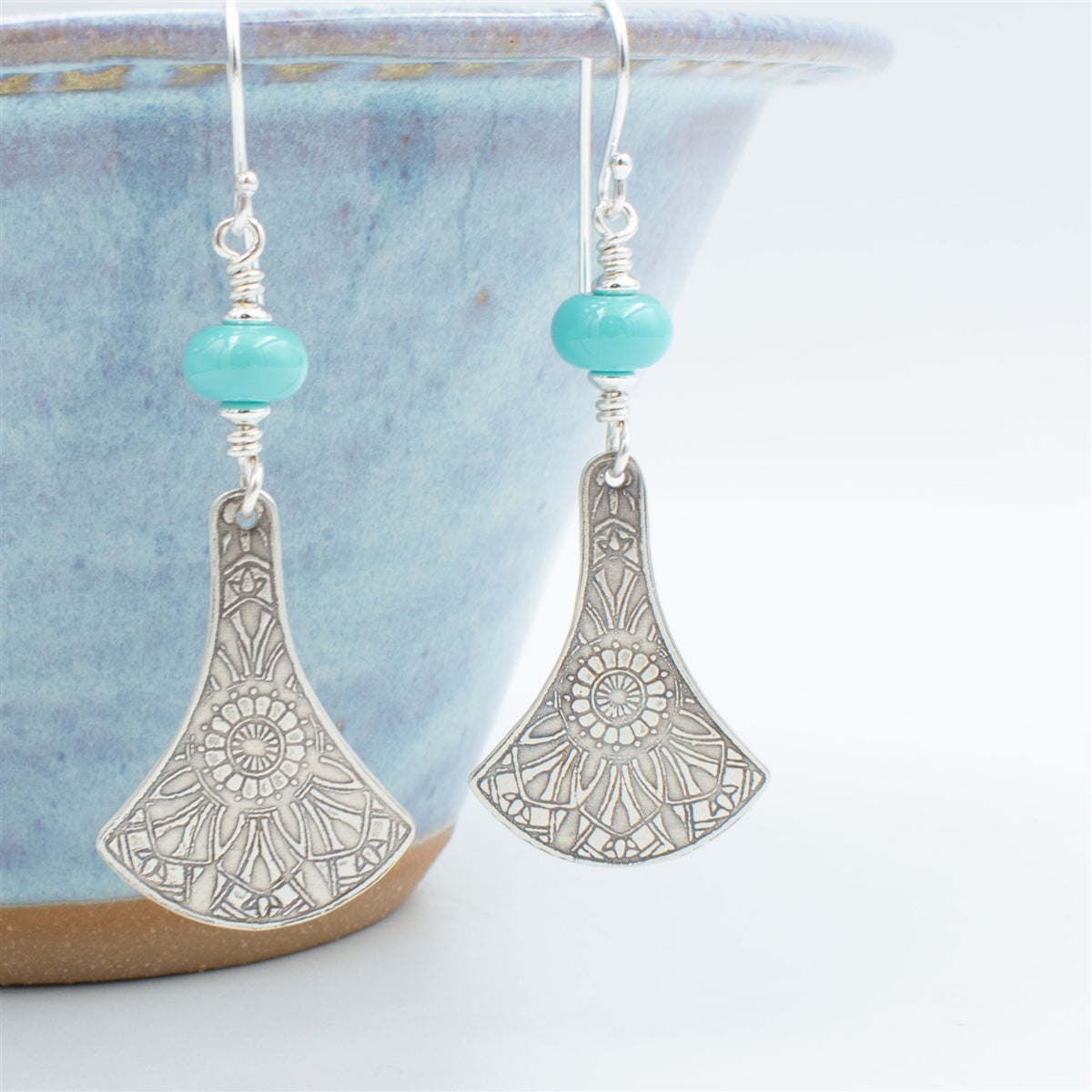 Turquoise Glass Bead Fiesta Dangle Earrings