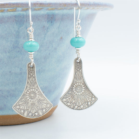 Turquoise Glass Bead Fiesta Dangle Earrings